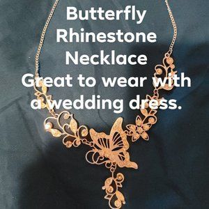 Rhinestone necklace featuring butterflies